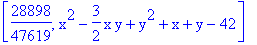 [28898/47619, x^2-3/2*x*y+y^2+x+y-42]
